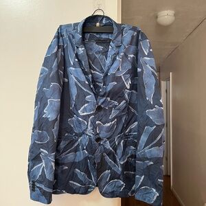 Burberry Blue Leaf Pattern Blazer
